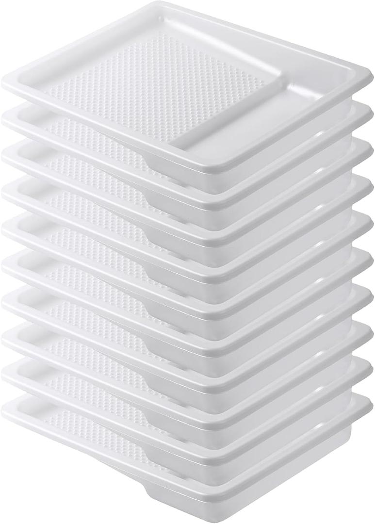 Bates- Paint Tray Liner, 9 Inch, 10 Pack, Paint Roller Tray, Disposable Plastic Paint Trays, Paint Pans Trays, Paint Supplies for House Painting, Roller Tray (White)