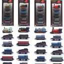 CORPER TOYS 4 Packs (24 Pieces) Pull Back Model Diecast Mini Train Toys Playset for 3 4 5 6 Year Old Boys Girls, Steam Train with Linkable Cars for Birthday Gifts