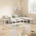 Furinno Classic Homey Square Parsons Side End Table, Set of 2, White, Standard, Set of 2