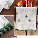 2 x White Christmas Tree Table Runner 95 Inch Long, Ideal for Gifting, Draping Xmas Holiday Table Runner with Dark Green Fringes, Seasonal Winter Kitchen Dining Table Decoration for Home Party 14x95 Inch