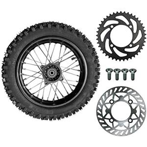 12" Rear Rim Wheel Disk Brake 80/100-12 Tire Tube Apollo SSR 50cc 125cc XR CRF Dirt Pit Bike Tao Kayo TSD 110 TD 125 15mm Axle With Brake Rotor and 428 41T Sprocket (12 inch)