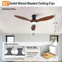 okdeng Dimmable 52 Inch Flush Mount Ceiling Fans with Lights and Remote, 3 Blade Wood Bedroom Ceiling Fan with Lights Low Profile Ceiling Fan with Light Outdoor Ceiling Fans for Patios Living Room