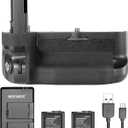 Neewer Vertical Battery Grip Replacement for Sony VG-C2EM, Compatible with Sony A7 II A7S II and A7R II Cameras with 2 Pieces 7.4V 1100mAh NP-FW50 Rechargeable Li-ion Batteries and Dual Charger
