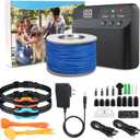 PcEoTllar Electric Fence for Dogs, Electric Dog Fence System, 2 Water Resistant Collar Receiver, with 656Ft Underground/Aboveground Boundary Wire, for Small, Medium, Large Dogs