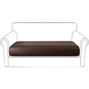 Waterproof PU Leather Sofa Cushion Covers Sofa Seat Slipcover with Elastic Bottom Durable Furniture Protector Slip Cover for Settee Seat for Replacement (Loveseat Cushion, Chocolate) (Medium)
