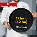 Paelluxe Paella Pan Enamelled, No-Rust Steel Skillet for Propane & Gas Burners Easy-to-Clean Pan for Indoor & Outdoor Cooking Cacerola Paellera Sarten 17 Inch, for 10 Servings