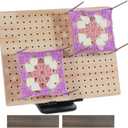 9.8 x7.7 inches Crochet Blocking Board with Pegs, Wooden Blocking Boards for Granny Square Projects, 20 Pcs Stainless Steel Rods