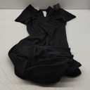 Women's Black Long Formal Dresses Cocktail Wedding Guest Dress Ruffle Split Elegant V Neck Party Gowns (Large)