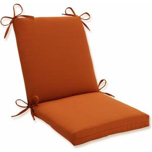 Pillow Perfect Monti Chino Solid Indoor/Outdoor One Piece Chair Cushion Deep Seat, Weather and Fade Resistant, Square Corner - 36.5" x 18", Orange