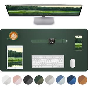 Leather Desk Pad Blotter,Mouse Pad,Office Desk Mat, Non-Slip PU Leather Desk mat,Large Desk mat,Waterproof Keyboard mat for Office/Home/Decor (Dark Green,31.5" x 15.7")