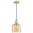 1 Pack 1 Light Indoor Hanging Kitchen Island 7.1" Clear Amber Drum Glass Pendant Light Fixture,Brushed Bronze Finish Modern Farmhouse Dinning Over Sink