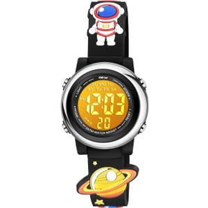 Venhoo Kids Watches Boys 3D Cartoon Waterproof Silicone 7 Color Flashing Lights Children Toddler Wrist Watch for Boys Little Child (Astronauts)