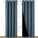 NICETOWN 100% Blackout Curtains 84 inches Long, Smoky Blue, 52 inches Wide, Pair of Energy Smart & Noise Blocking Out Drapes for Baby Room Window, Thermal Insulated Guest Room Lined Window Dressing