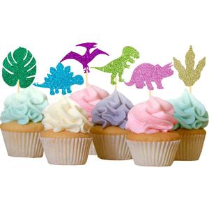 24Pcs Dinosaur Cupcake Toppers, Dino Cake Decorations Boys Kids Birthday Party Dino Theme Party Decorations Picks for Cute Baby Shower Party Supplies (Mixed 1)