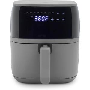 GreenLife Compact Electric Air Fryer Oven, 5.3 QT, PFAS-Free Ceramic Nonstick Drawer, 8 One Touch Digital Display, Easy View Window, Auto Shut-Off Timer, Dishwasher Safe Parts, 1500 Watts, Graphite