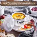 DAYYET Soup Mugs with Handles and Vented Lids, 26 oz Microwavable Soup Bowls, Ceramic Mugs Set for Overnight Oats, Cereal, Noodles, Ramen, Pasta, Salad, Oversized Coffee Mugs, Set of 2, White