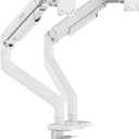 MSI MAG MT201DW - Premium Heavy Duty Dual Monitor Stand Arms, 17-45" Support, VESA Compatible, Adjustable Spring Assisted Mount, 44 lbs per Screen, Clamp & Grommet, Quick Release Plate - White