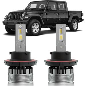 Fits for 2019-2024 Jeep Gladiator Hi/Lo Dual Beam Lights, 300% Super Bright White Plug and Play Powersports Lights Blubs Package, 6500K White, Pack of 2