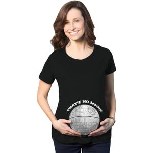 Crazy Dog Maternity Thats No Moon Cute T Shirt Funny Pregnancy Announcement Baby Bump Tee Funny Graphic Pregnancy Tee Cool Movie Short Sleeve Funny Maternity Shirts Black XXL