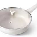 THE ROCK SOHO 4 Qt Nonstick Deep Frying Pan Skillet with Glass Lid, 11 Inch Large Deep Frying Pan, Ceramic Non Toxic Skillet with Heat-Resistant Handle, PFOA & PFAS Free, Oven & Dishwasher Safe, Cream