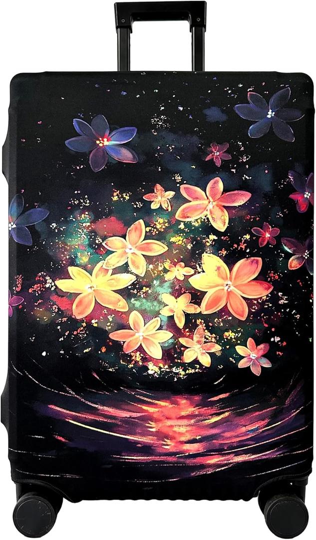 Meetravel Luggage Cover Washable Suitcase Cover Suitcase Protector Anti-scratch Fits 28-30 Inch Luggage (River Flower, XL)