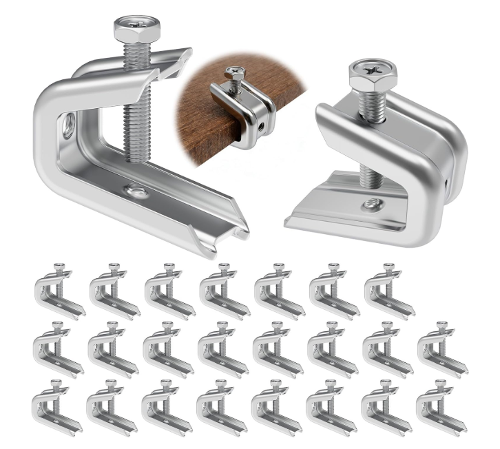 1/4" x 20 Beam Clamp Zinc Plated Steel with Harden Point Screws for 1/2 Inch Flanges & Threaded Wire Ring 25 Pack