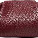 QWINEE Women's Woven Evening Bag Dumpling Clutch Purse No Strap Handbags Elegant Faux PU Leather Clutch Bag | Woven, No Strap, Elegant, Faux PU Leather (Burgundy)