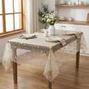 Horaldaily White Gauze Floral Tablecloth 6084 Inch Rectangular, Yellow Flower Spring Summer Tulle Table Cover, Garden Party Decor for Wedding, Party, Holiday Dining