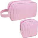 2Pcs Mini Makeup Bag, Small Makeup Pouches for Purse Cute Cosmetics Bag Pouch with Slip-in Pockets Small Travel Toiletry Bag Zipper Makeup Aesthetic Accessories Storage Bag