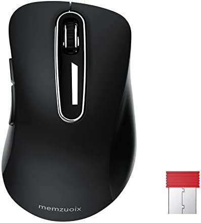 memzuoix 2.4G Wireless Mouse, 1400 DPI Computer Mouse with USB Receiver, Portable Wireless USB Mice Battery Powered Cordless Mice for Laptop, PC, Desktop, 5 Buttons (Black)