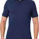 BAMBOO COOL Men's Polo Shirts Slim-Fit Moisture Wicking Mens Shirt Performance Short Sleeve Polo for Men (Large, Navy Blue)