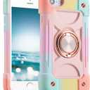 MARKILL Compatible with iPhone Se3/iPhone Se2,iPhone 6/6S Case,iPhone7/iPhone8 Case 4.7 Inch with Ring Stand, Heavy-Duty Military Grade Shockproof Phone Cover for Kids Girls. (Rainbow Pink)