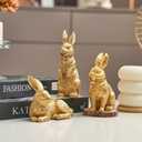 AOMOONOA Gold Bunny Decor, Easter Rabbit Figurines Set of 3, Resin Rabbit Statues, Golden Bunnies for Spring Tabletop Centerpiece, Mantle Shelf Decor (Gold With Textured Fur)