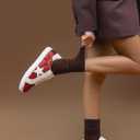 PARTY Women's Fashion Sneaker Lace Up Low Top Comfortable Cushioned Walking Shoes (8, Red Glitter)