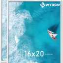16x20 Picture Frame Set of 2, Scratch-Proof White Frame Lightweight yet Sturdy Display Poster Artwork 16 x 20 Horizontally/Vertically - Slide-In Strips|2 Packs|White|16"x20"