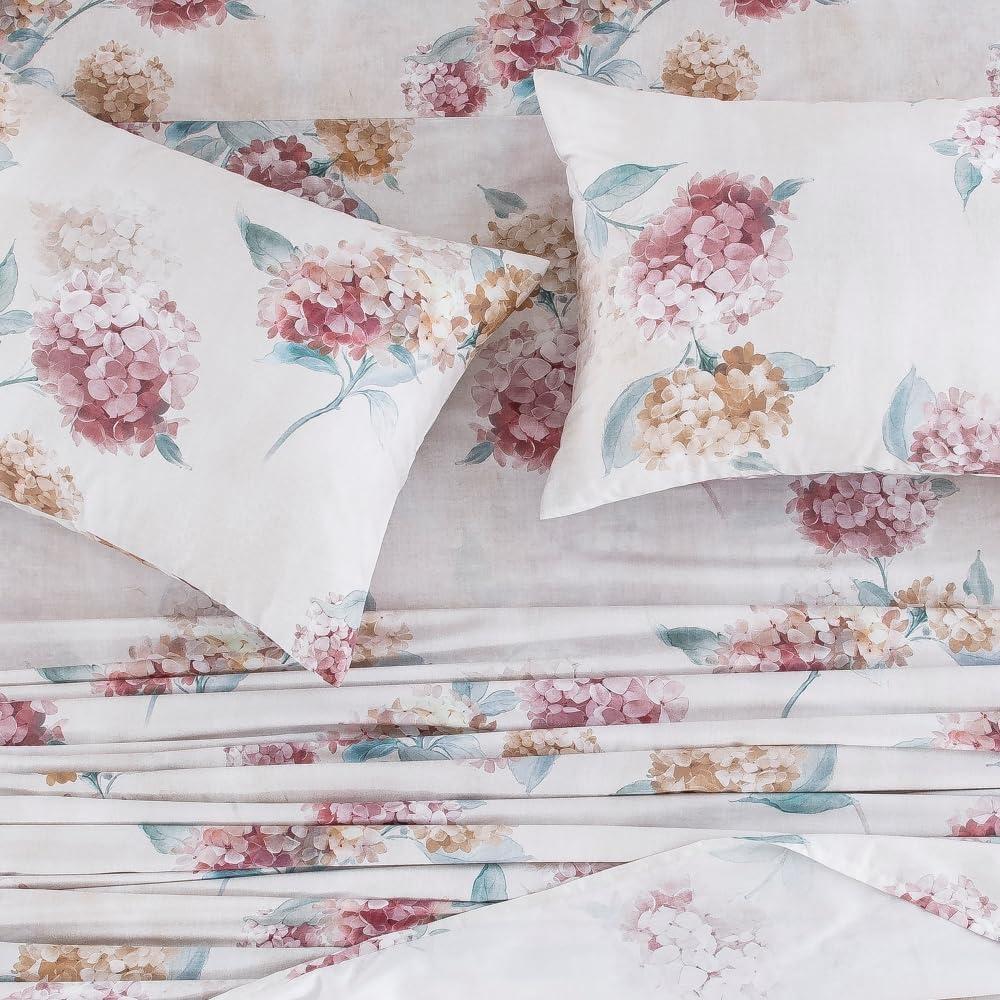 DAUAOTO Twin XL Cotton Sheets Set Printed Bedding Sets, Up to 14" Deep Mattress, Floral Pattern Bedlinen for Twin Extra Long Bed, Hydrangea Blush