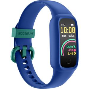 BIGGERFIVE Vigor 2 L Kids Fitness Tracker Watch for Boys Girls Ages 5-15, Activity Tracker, Heart Rate Sleep Monitor, IP68 Waterproof, Pedometer, Calorie Step Counter Watch, Blue