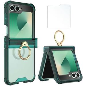 Simpeak Case with Samsung Galaxy Z Flip 6, Soft TPU Bumper Case Cover with Ring Replacement for Galaxy Z Flip 6 5G 2024, Anti-Scratch, Shockproof (Green)