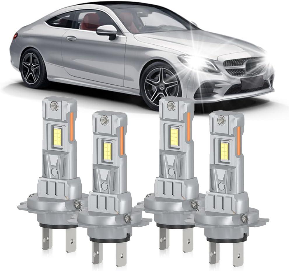 Lights Bulbs Fit For Mercedes-Benz C250 C300 C350 2010-2018 High Low Beam Light Bulbs Combo, 20000LM 800% Brightness Plug and Play, 6000K White, Pack of 4