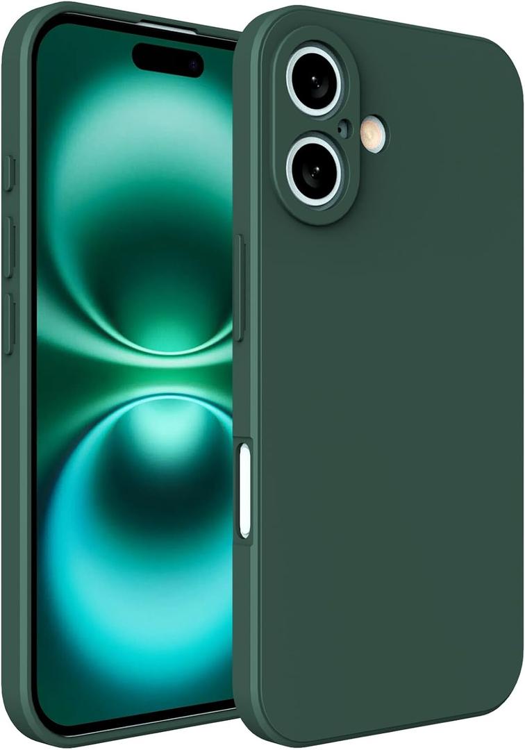 iPhone 16 Plus Case, Slim Thin Ultra Flexible Silicone Phone Case for iPhone 16 Plus, Gel Rubber Soft Skin Silicone Protective Case, Feels Good to Touch, Drop Protection (Dark Green)