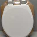 Mayfair Linden Slow Close Toilet Seat, Non Slip Heavy Duty Wood, Easy Install, Round, White