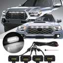 4 Pcs Grille Lights Compatible with Toyota Tacoma 2020 2021 2022 2023 TRD Off Road and Sport Models, OEM Style LED Front Grill Lights for Tacoma Accessories with Fuse & Harness (White) (White Light Black Shell)