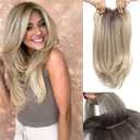 Molefi 19inch Hair Topper with Large Coverage, 6.5x6.5inch Synthetic Hair Toppers for Women with Thinning Hair, Ombre Blonde Hair Pieces
