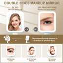 Mocado Travel Makeup Mirror with Lights,20X/1X Magnifying Mirror with Light, Double Sided Travel Mirror with 3 Color Light,Dimmable Touch, Lighted Makeup Mirror for Tabletop, Handheld, Hanging(Blue)