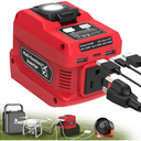 220W Power Inverter Compatible with Milwaukee 18V Battery, DC 18V to AC 110V Battery Inverter, Power Station Generator with 1 AC Outlet, 2 USB Ports & 1 TypeC Fast Charging, 400LM LED Work Light