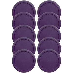 Replacement Lids fits Pyrex 2-Cup Glass Food Storage Container Bowls, 5-Inch Plastic Round Lids Covers for Pyrex 7200-PC, Airtight & Leakproof (10-Pack, Purple)