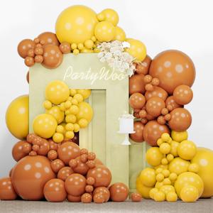 PartyWoo Burnt Orange and Mustard Yellow Balloons 140 pcs Different Sizes Pack of 18 12 10 5 Inch Fall Balloon Arch Kit Garland for Thanksgiving Halloween Graduations Birthday Party Decorations