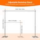 Heavy Duty Backdrop Stand, 8.5ft x 10ft Pipe and Drape Backdrop Stand Kit with Metal Flat Base, Adjustable Background Support System for Wedding Party Birthday Photoshoot Decoration - Silver