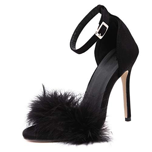 YIBLBOX women high heels Women's Open Toe High Heels High Heel Sandals Stiletto Heeled Sandals Fluffy Dress Shoes for Party, Evening, Holiday or Special Occasions 8.5 YIBLBOX women high heels Women's Open Toe High Heels High Heel Sandals Stiletto Heeled Sandals Fluffy Dress Shoes for Party, Evening, Holiday or Special Occasions 8.5