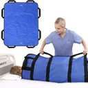 Multipurpose 48" x 40" Positioning Bed Pad with Reinforced Handles - Reusable & Washable Transfer Sheet for Turning, Lifting & Repositioning - Double-Sided Nylon Fabric, Blue